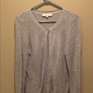 Lightweight gray cardigan sweater